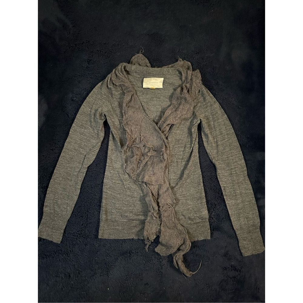 Leifsdottir Anthropologie Ruffle Longsleeve Button Down Sweater Sz Small B8
